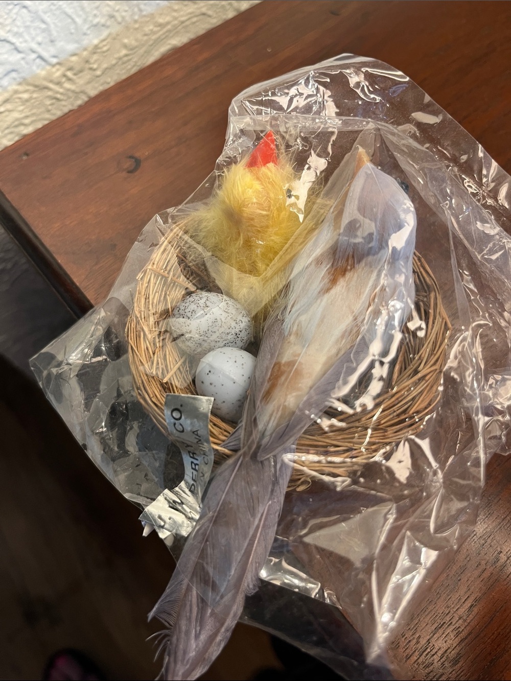 Decorative Yellow Chick Nest with Speckled Eggs